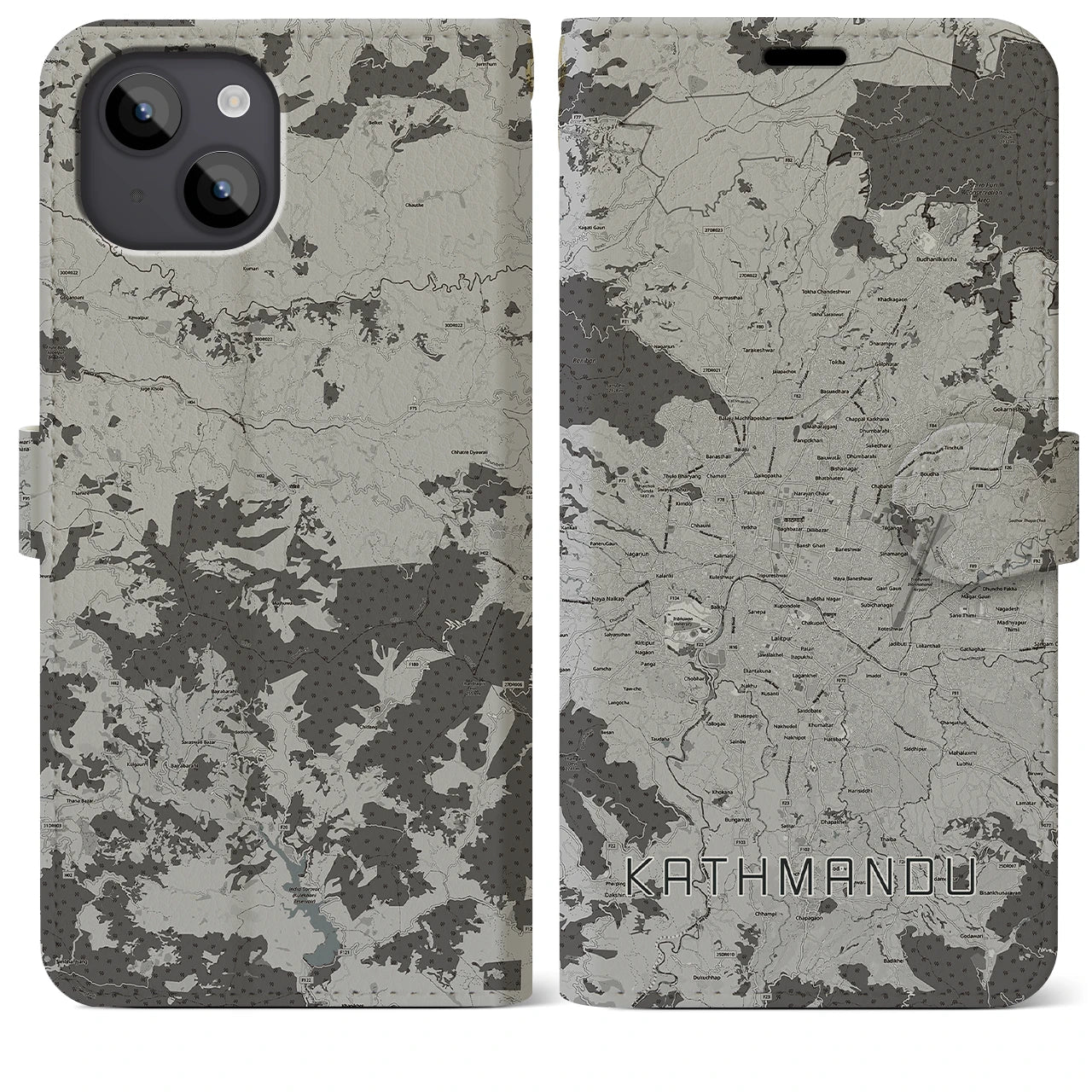 【カトマンズ(ネパール)】地図柄iPhoneケース(手帳タイプ)