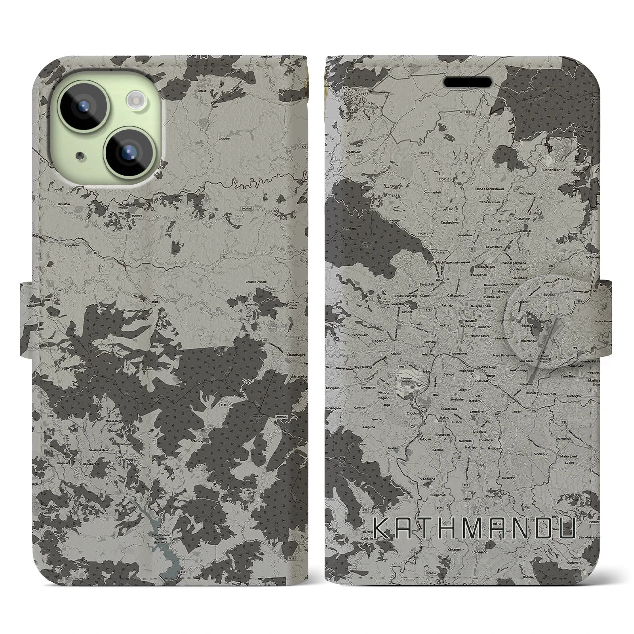 【カトマンズ(ネパール)】地図柄iPhoneケース(手帳タイプ)