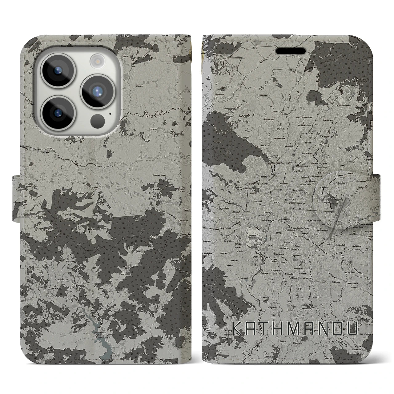 【カトマンズ(ネパール)】地図柄iPhoneケース(手帳タイプ)