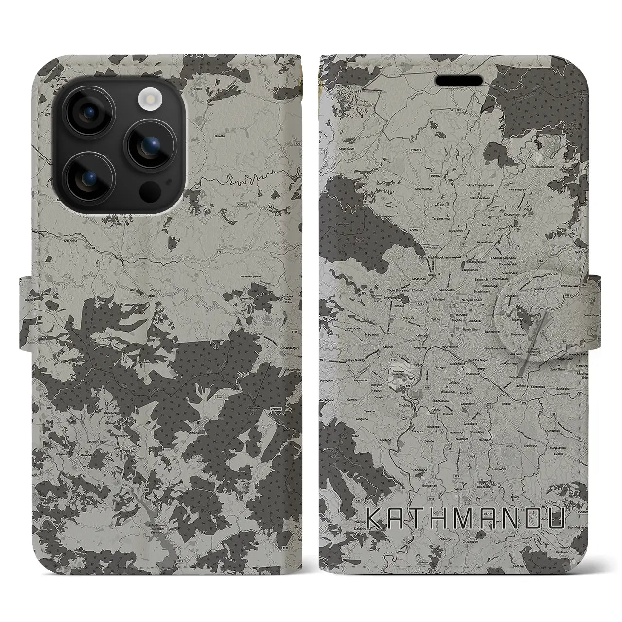 【カトマンズ(ネパール)】地図柄iPhoneケース(手帳タイプ)