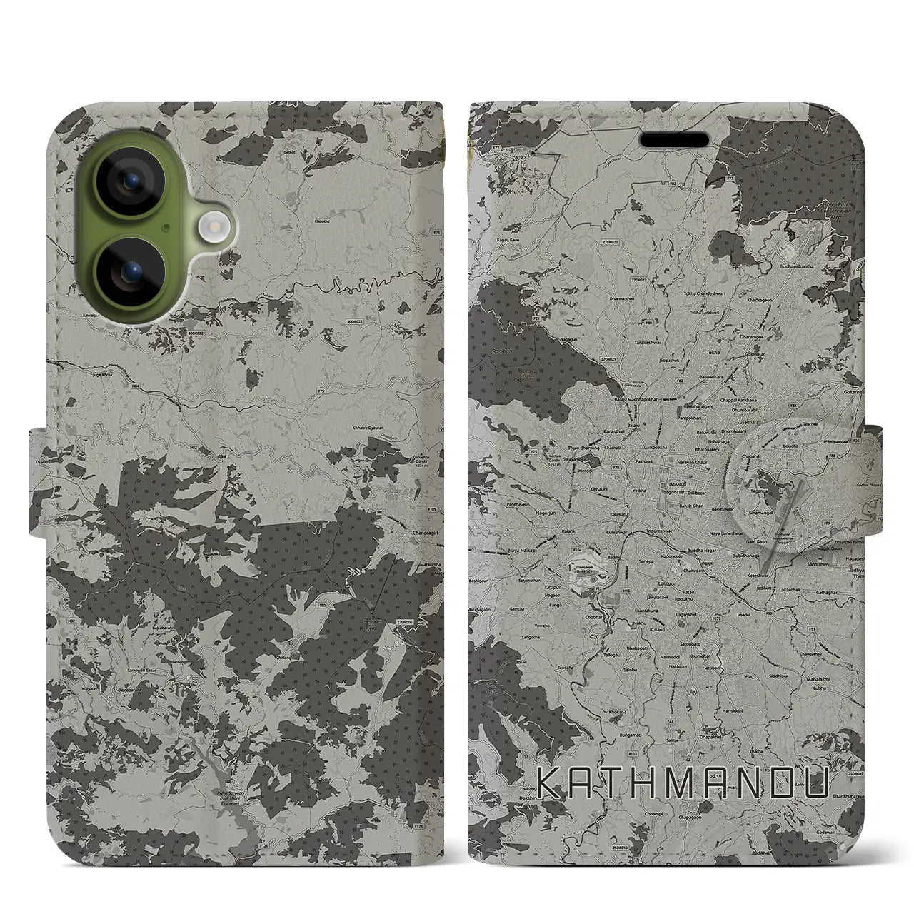 【カトマンズ(ネパール)】地図柄iPhoneケース(手帳タイプ)