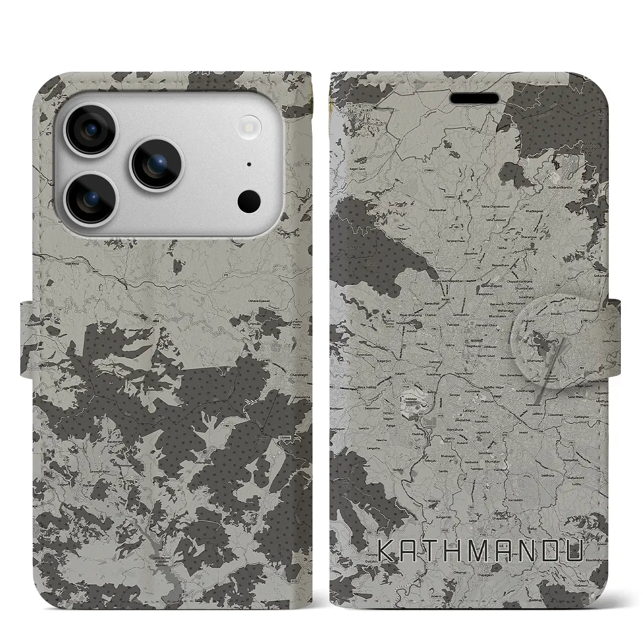 【カトマンズ(ネパール)】地図柄iPhoneケース(手帳タイプ)