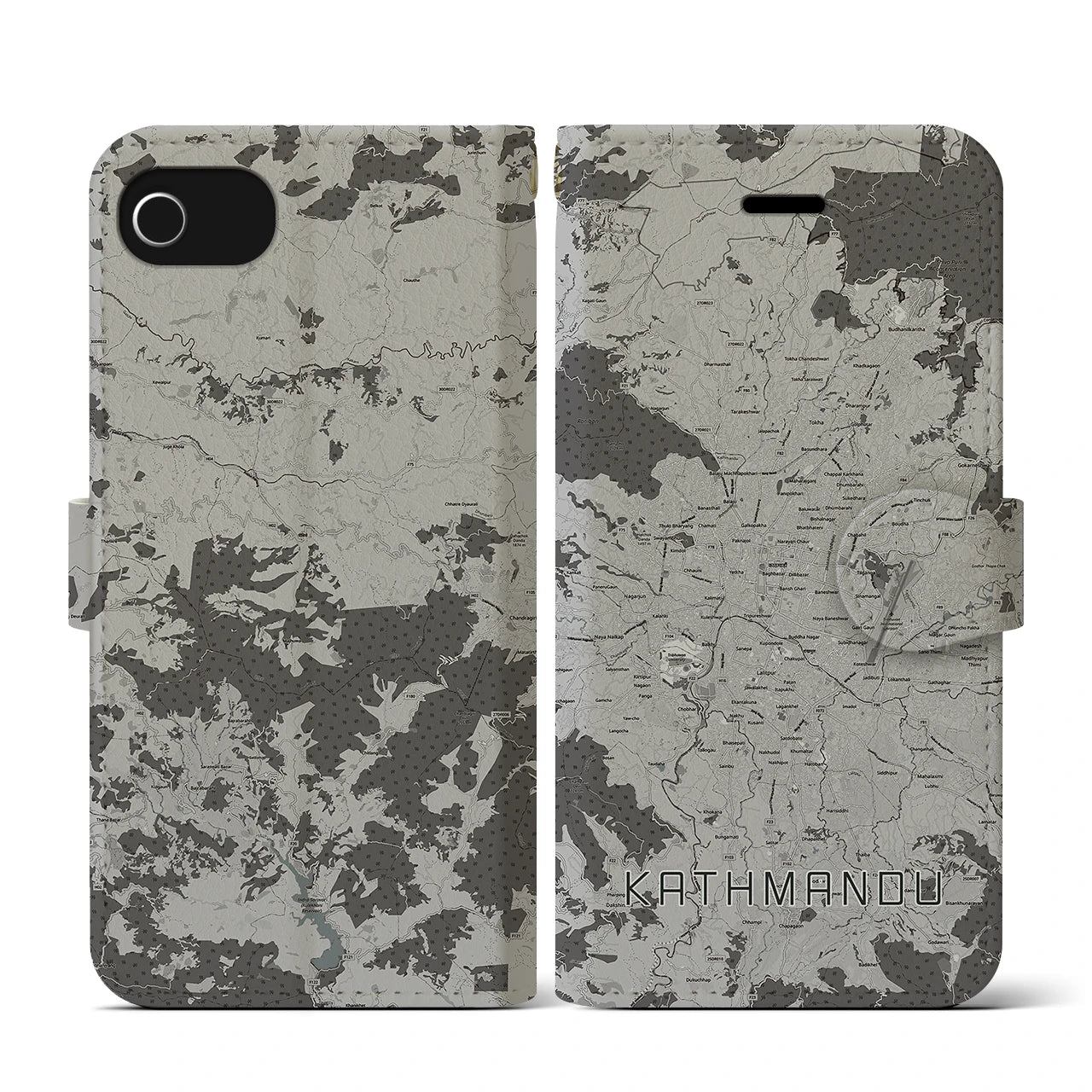 【カトマンズ(ネパール)】地図柄iPhoneケース(手帳タイプ)
