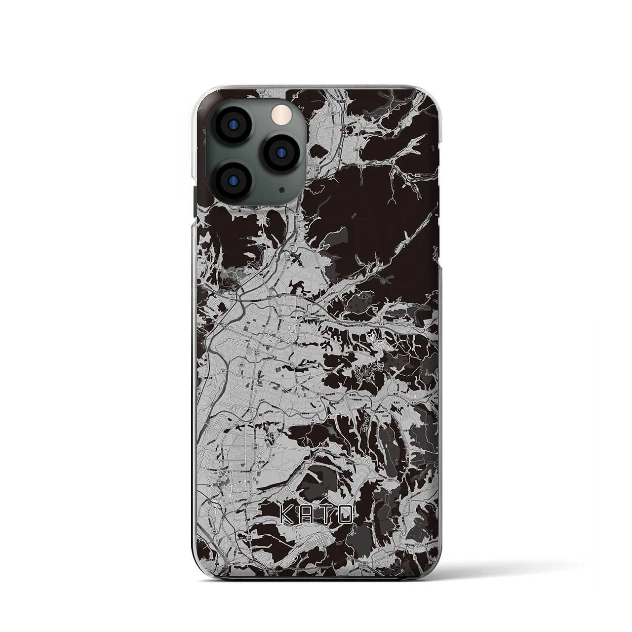 【加東(兵庫県)】地図柄iPhoneケース(クリアタイプ)モノトーン・iPhone 11 Pro 用