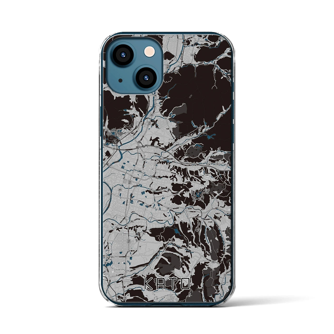 【加東(兵庫県)】地図柄iPhoneケース(クリアタイプ)モノトーン・iPhone 13 用