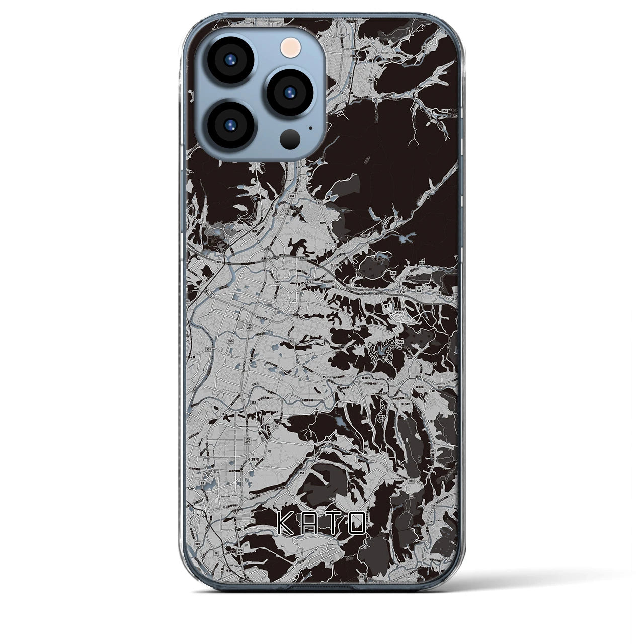 【加東(兵庫県)】地図柄iPhoneケース(クリアタイプ)モノトーン・iPhone 13 Pro Max 用