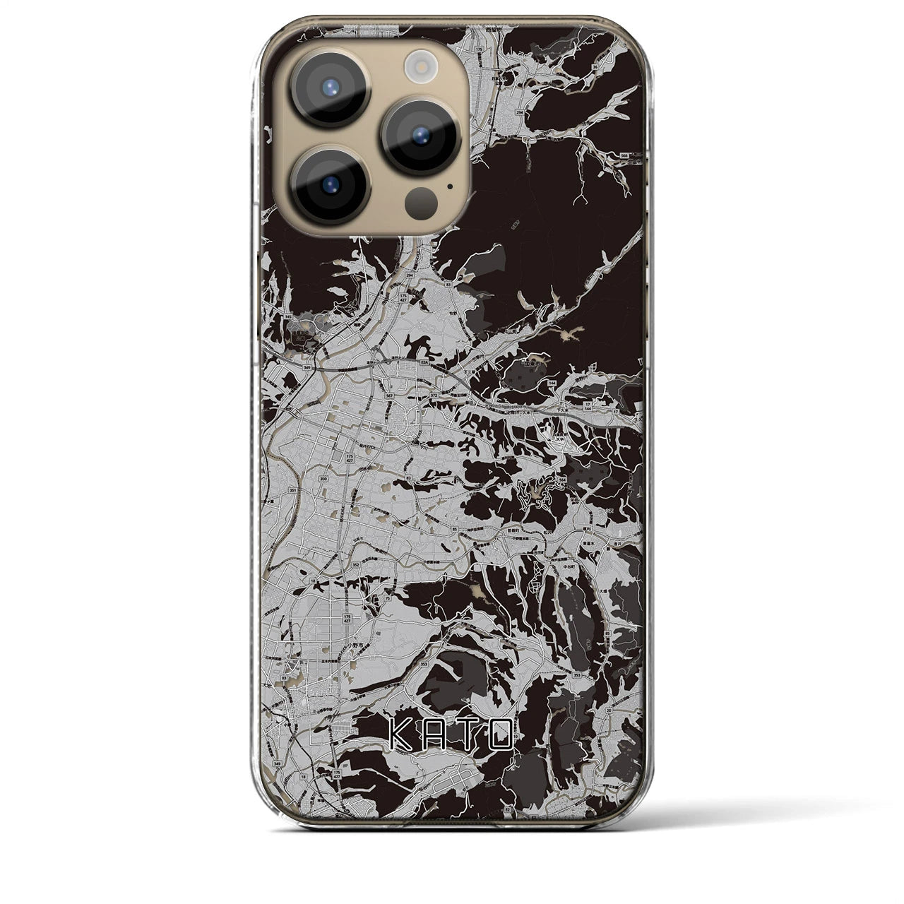 【加東(兵庫県)】地図柄iPhoneケース(クリアタイプ)モノトーン・iPhone 14 Pro Max 用