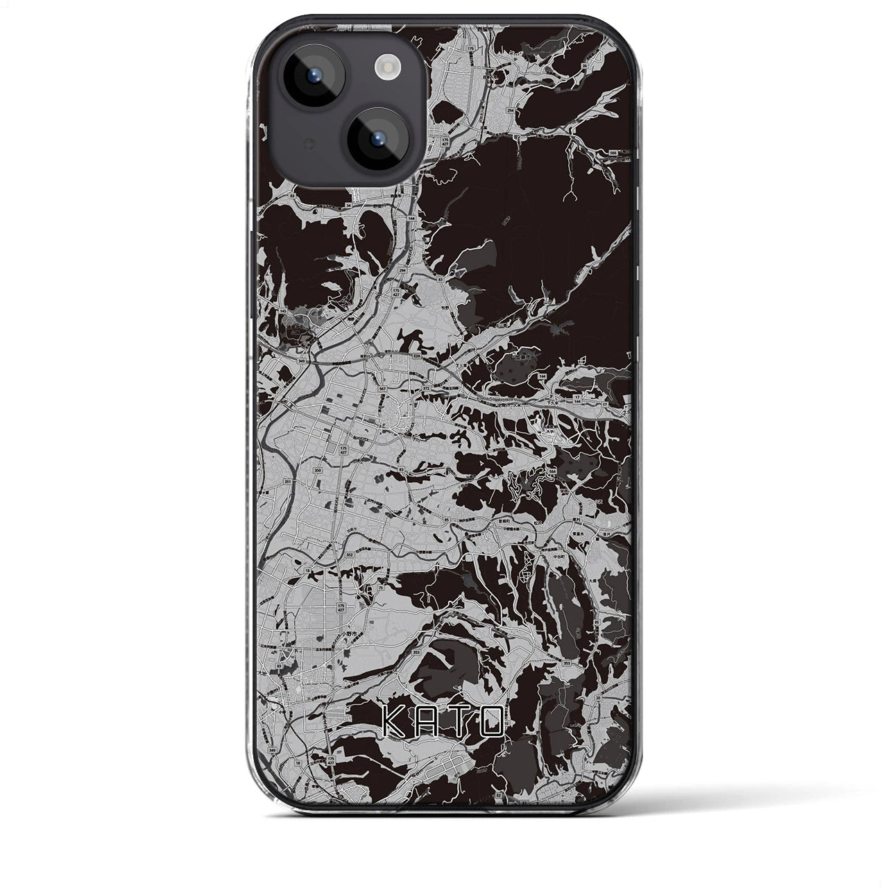 【加東(兵庫県)】地図柄iPhoneケース(クリアタイプ)モノトーン・iPhone 14 Plus 用