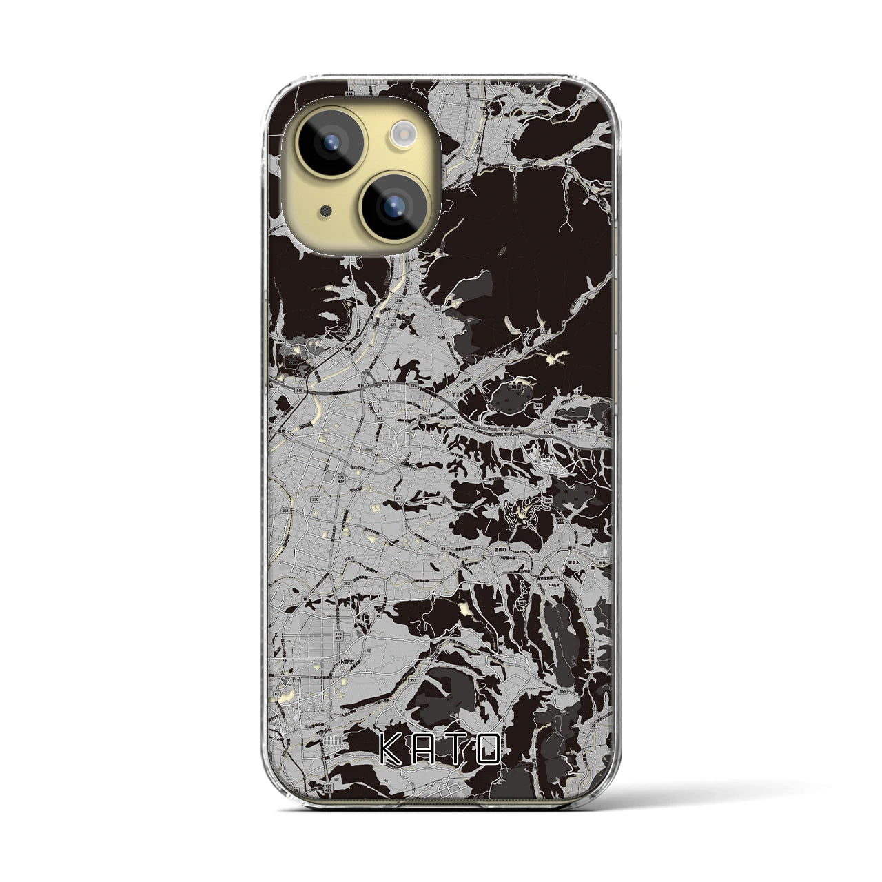 【加東(兵庫県)】地図柄iPhoneケース(クリアタイプ)モノトーン・iPhone 15 用