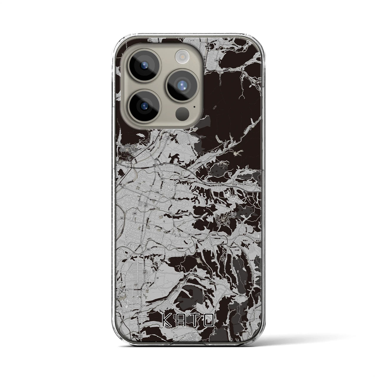 【加東(兵庫県)】地図柄iPhoneケース(クリアタイプ)モノトーン・iPhone 15 Pro 用