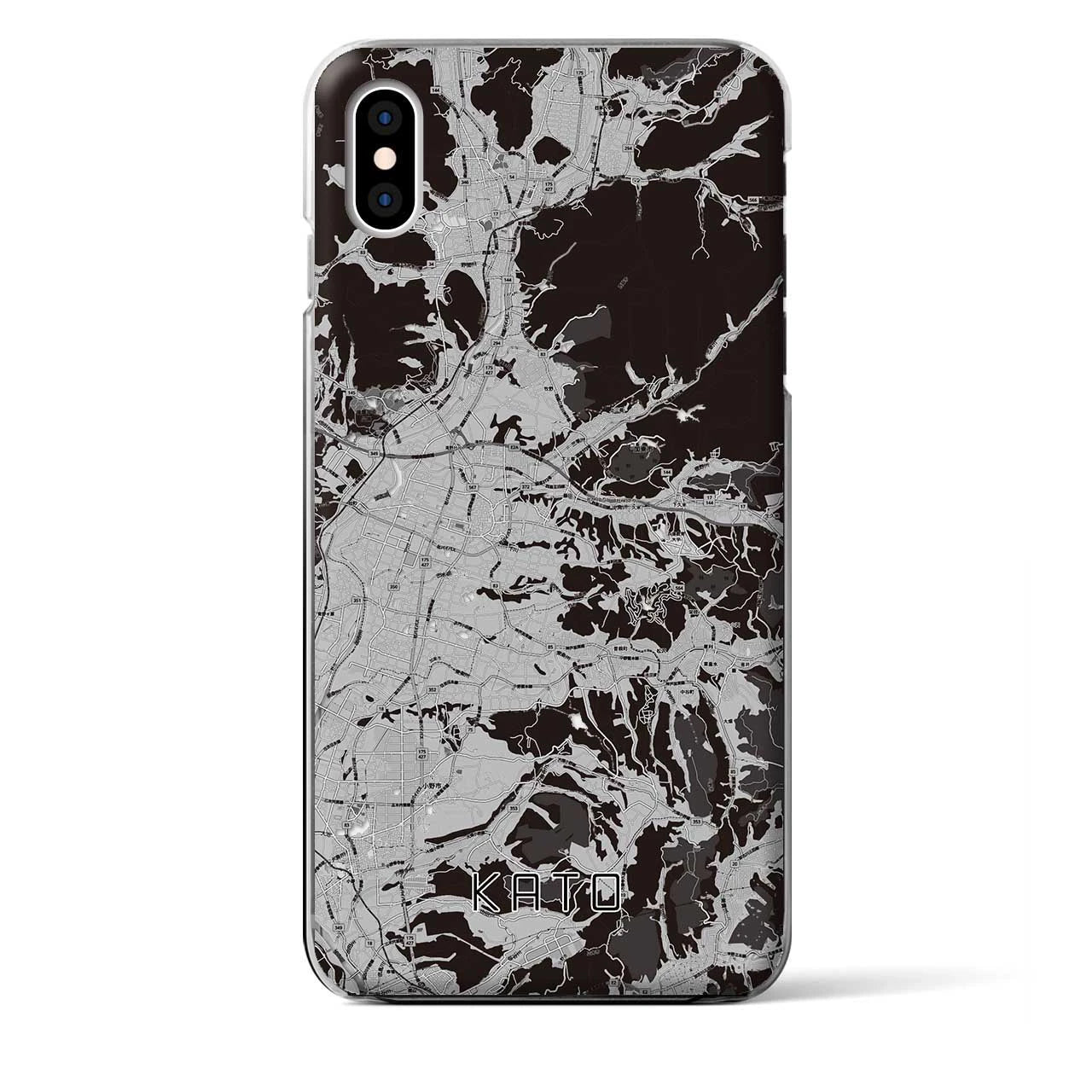 【加東(兵庫県)】地図柄iPhoneケース(クリアタイプ)モノトーン・iPhone XS Max 用