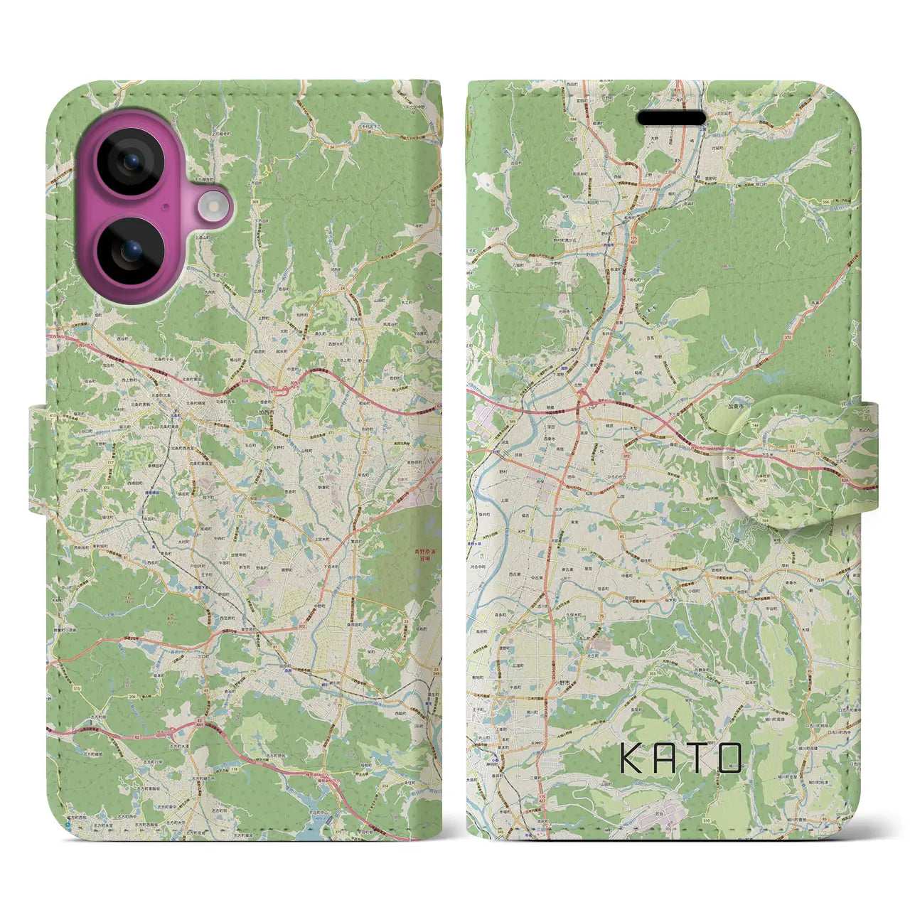 【加東(兵庫県)】地図柄iPhoneケース(手帳タイプ)ナチュラル・iPhone 16 Pro 用