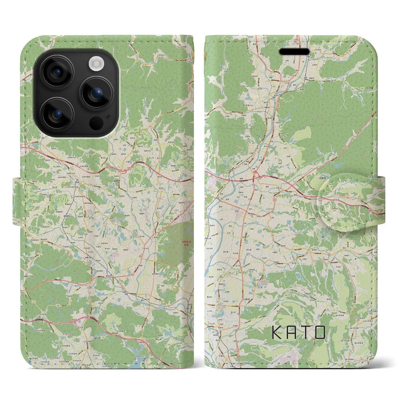 【加東(兵庫県)】地図柄iPhoneケース(手帳タイプ)ナチュラル・iPhone 16 用