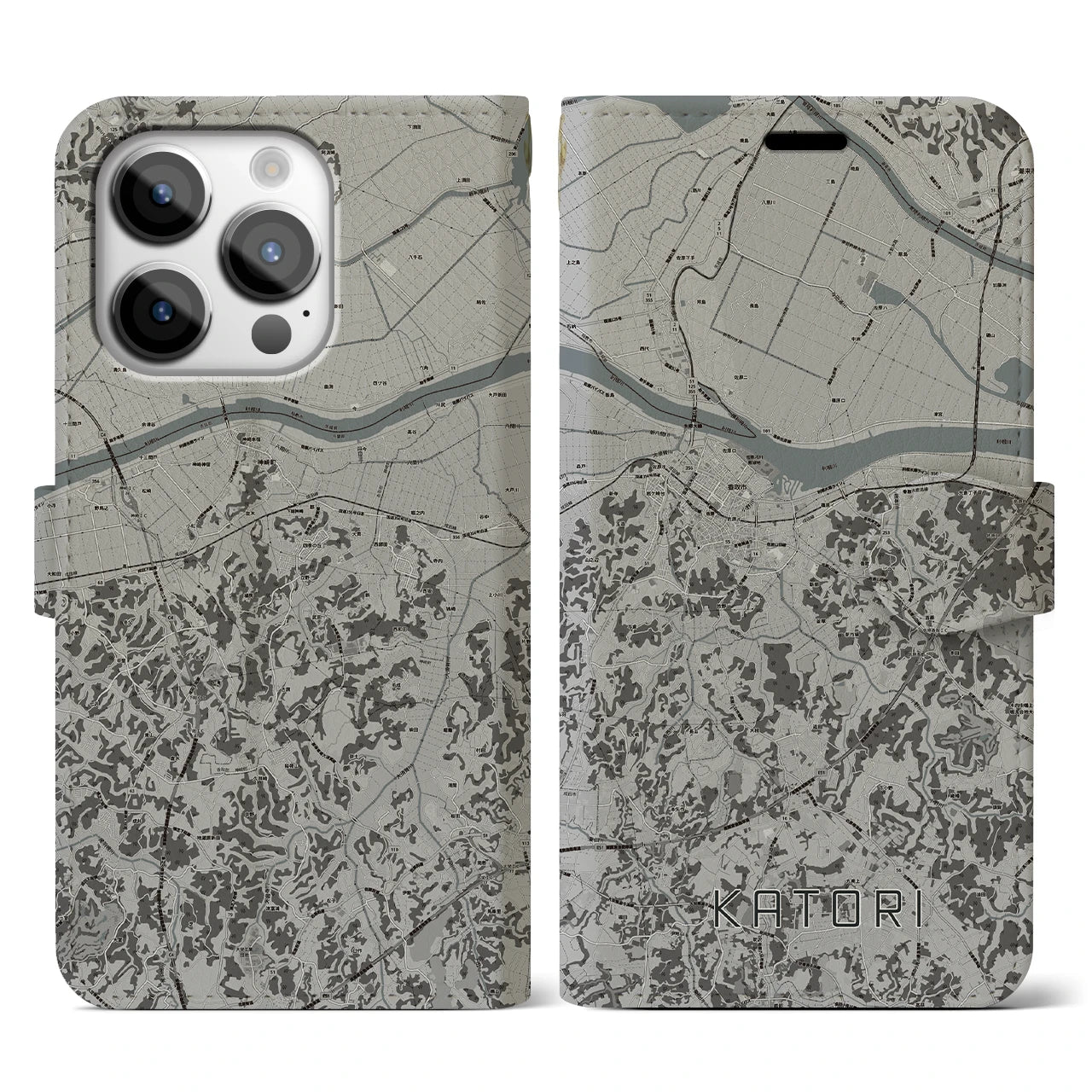 【香取(千葉県)】地図柄iPhoneケース(手帳タイプ)