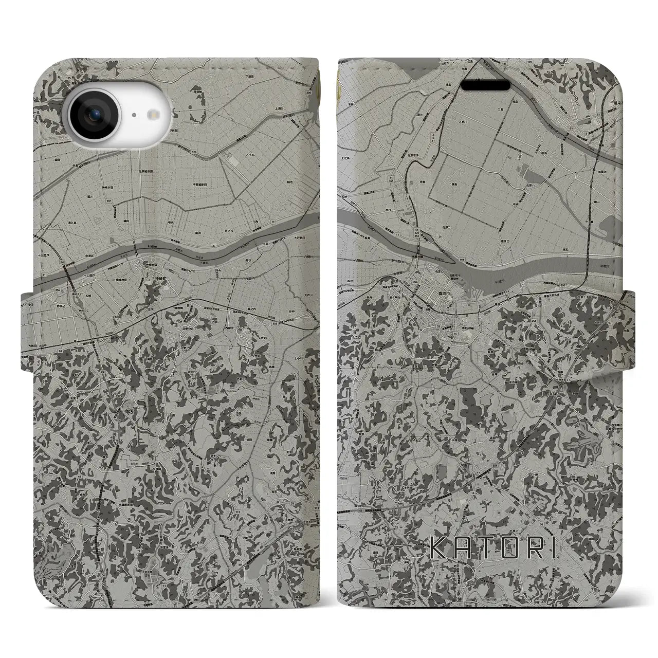 【香取(千葉県)】地図柄iPhoneケース(手帳タイプ)