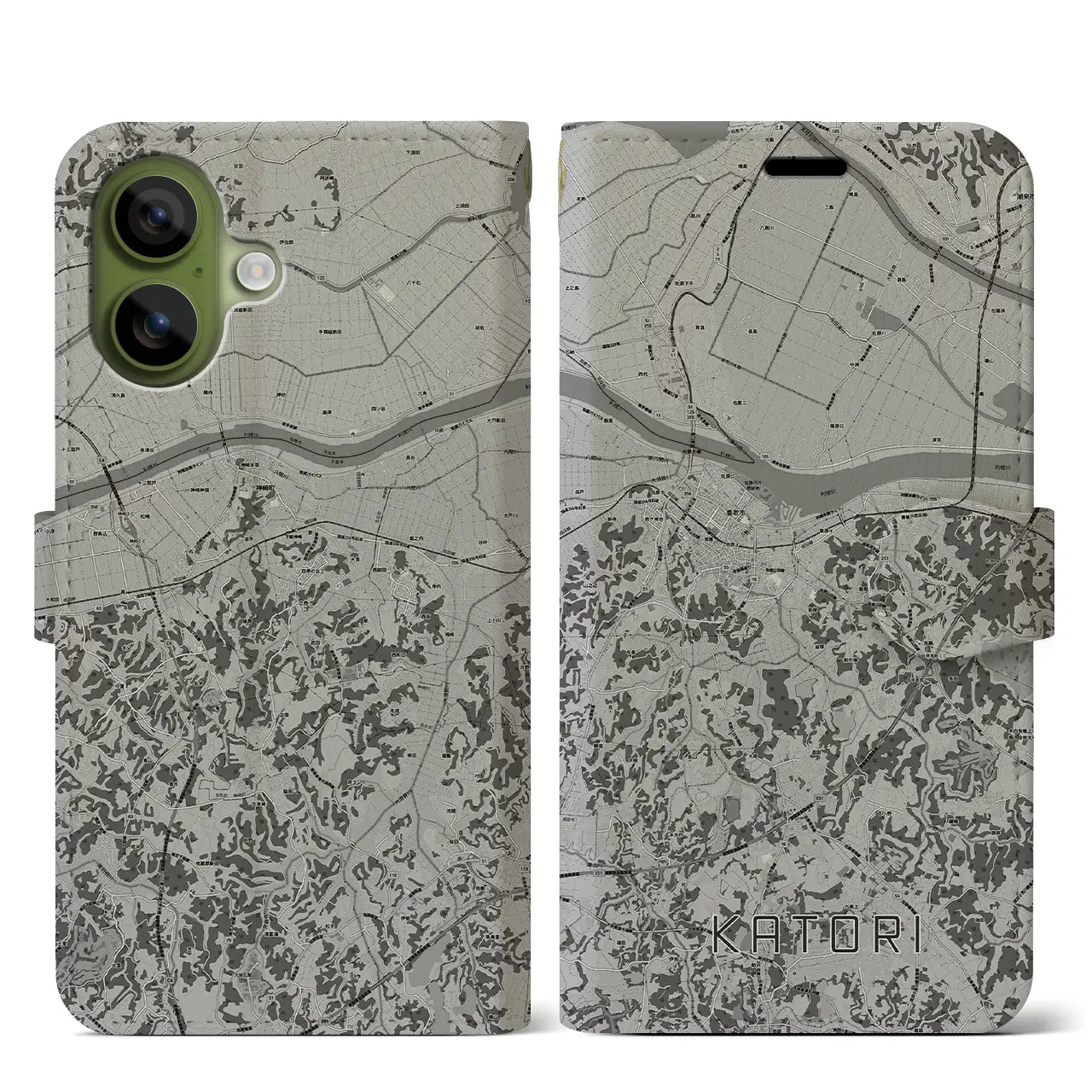 【香取(千葉県)】地図柄iPhoneケース(手帳タイプ)