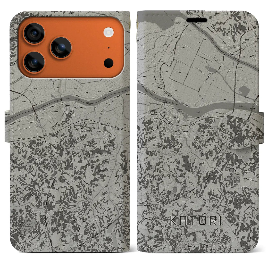 【香取(千葉県)】地図柄iPhoneケース(手帳タイプ)