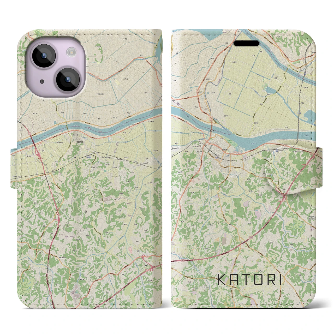 【香取(千葉県)】地図柄iPhoneケース(手帳タイプ)