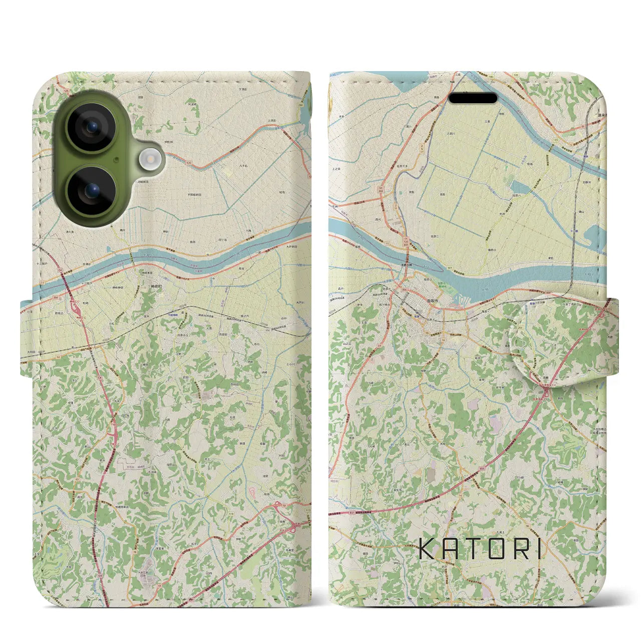 【香取(千葉県)】地図柄iPhoneケース(手帳タイプ)