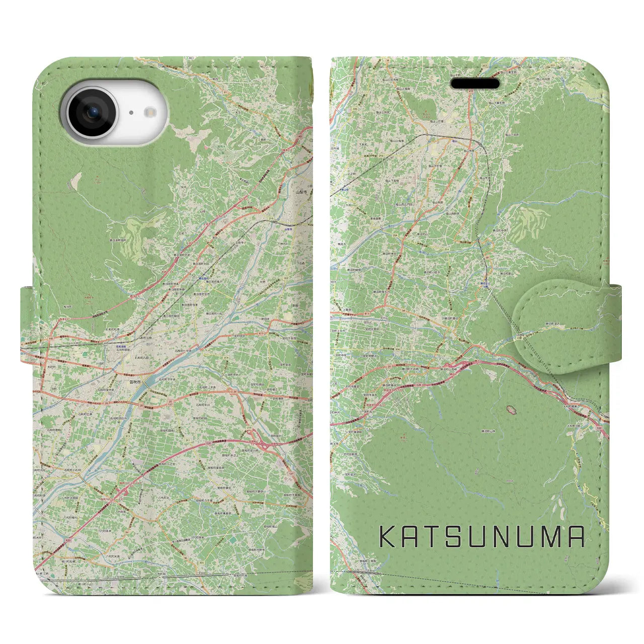 【勝沼(山梨県)】地図柄iPhoneケース(手帳タイプ)