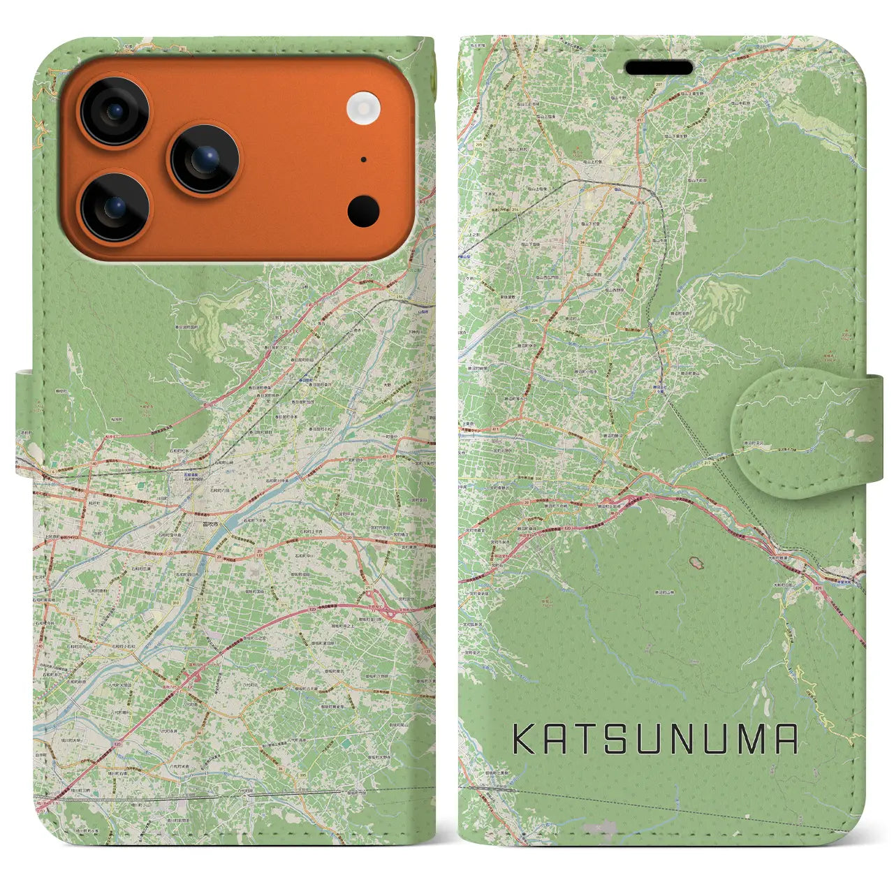 【勝沼(山梨県)】地図柄iPhoneケース(手帳タイプ)