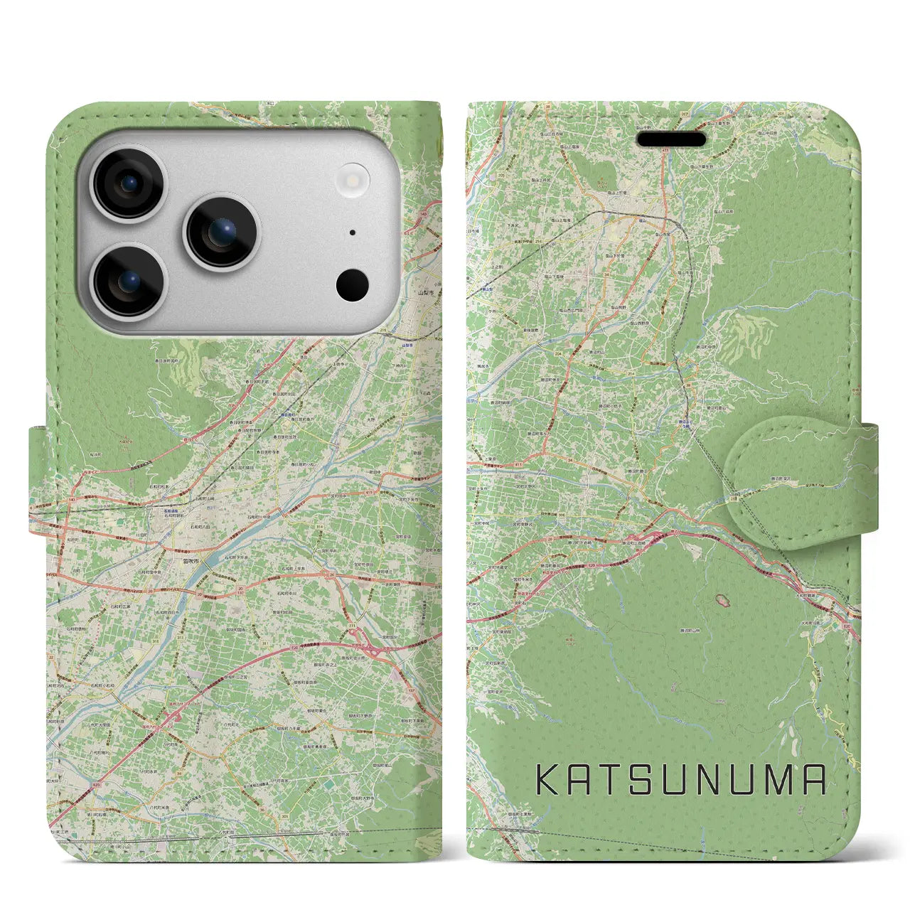 【勝沼(山梨県)】地図柄iPhoneケース(手帳タイプ)