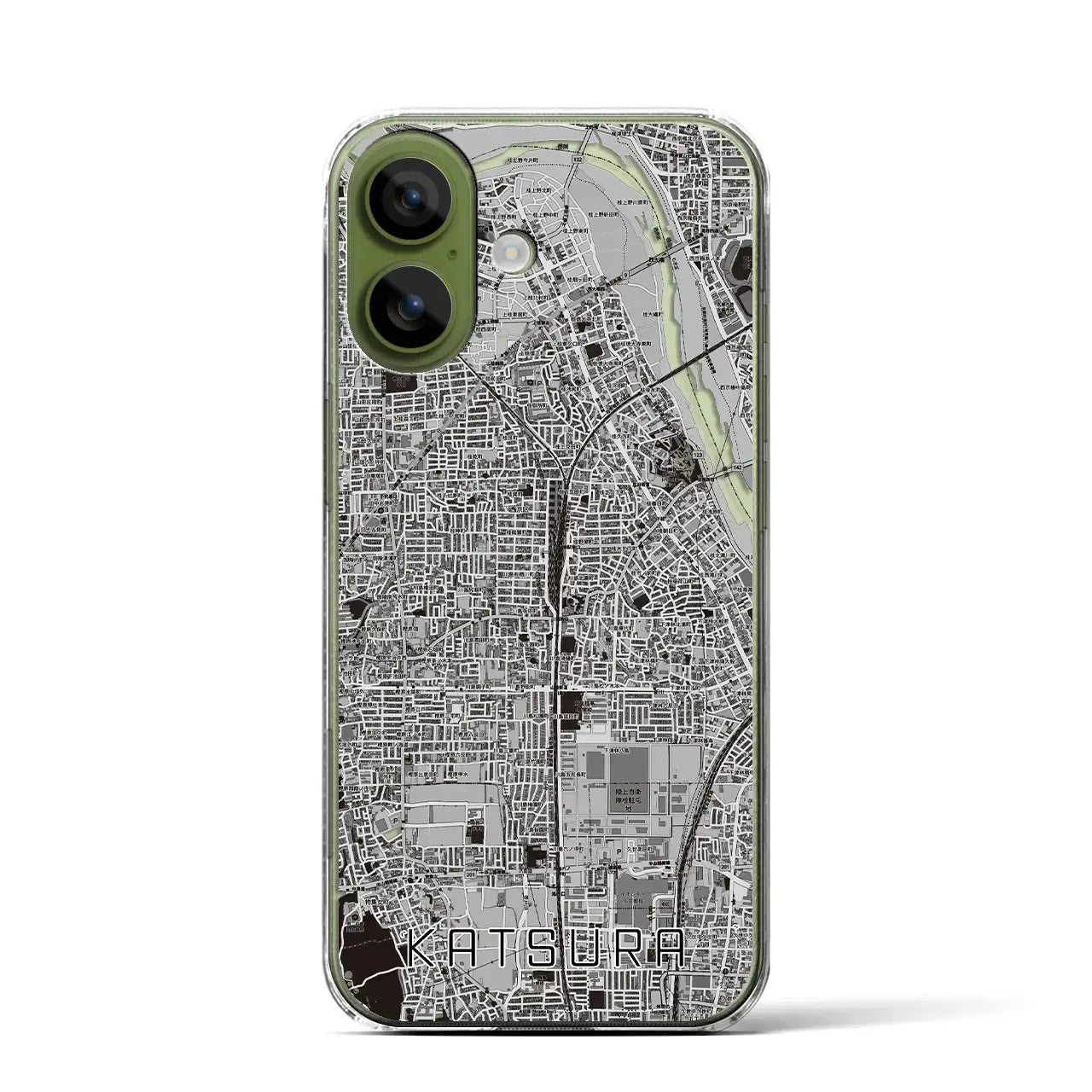 【桂(京都府)】地図柄iPhoneケース(クリアタイプ)モノトーン・iPhone 17 Pro Max 用