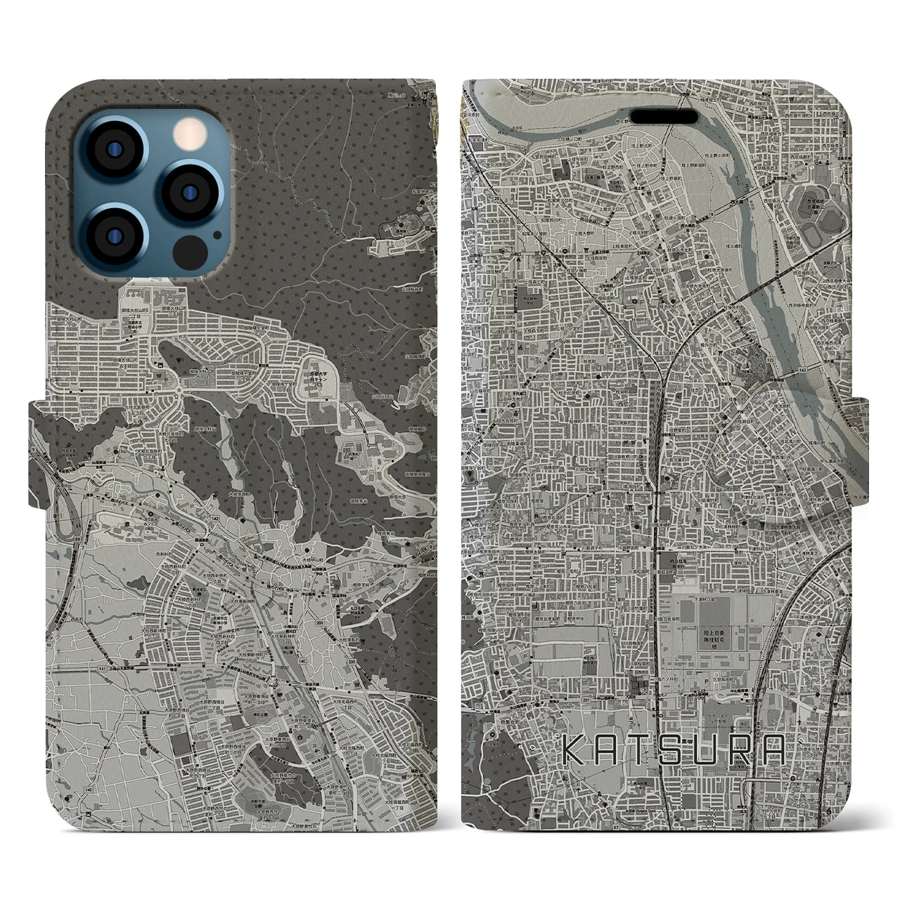 【桂(京都府)】地図柄iPhoneケース(手帳タイプ)