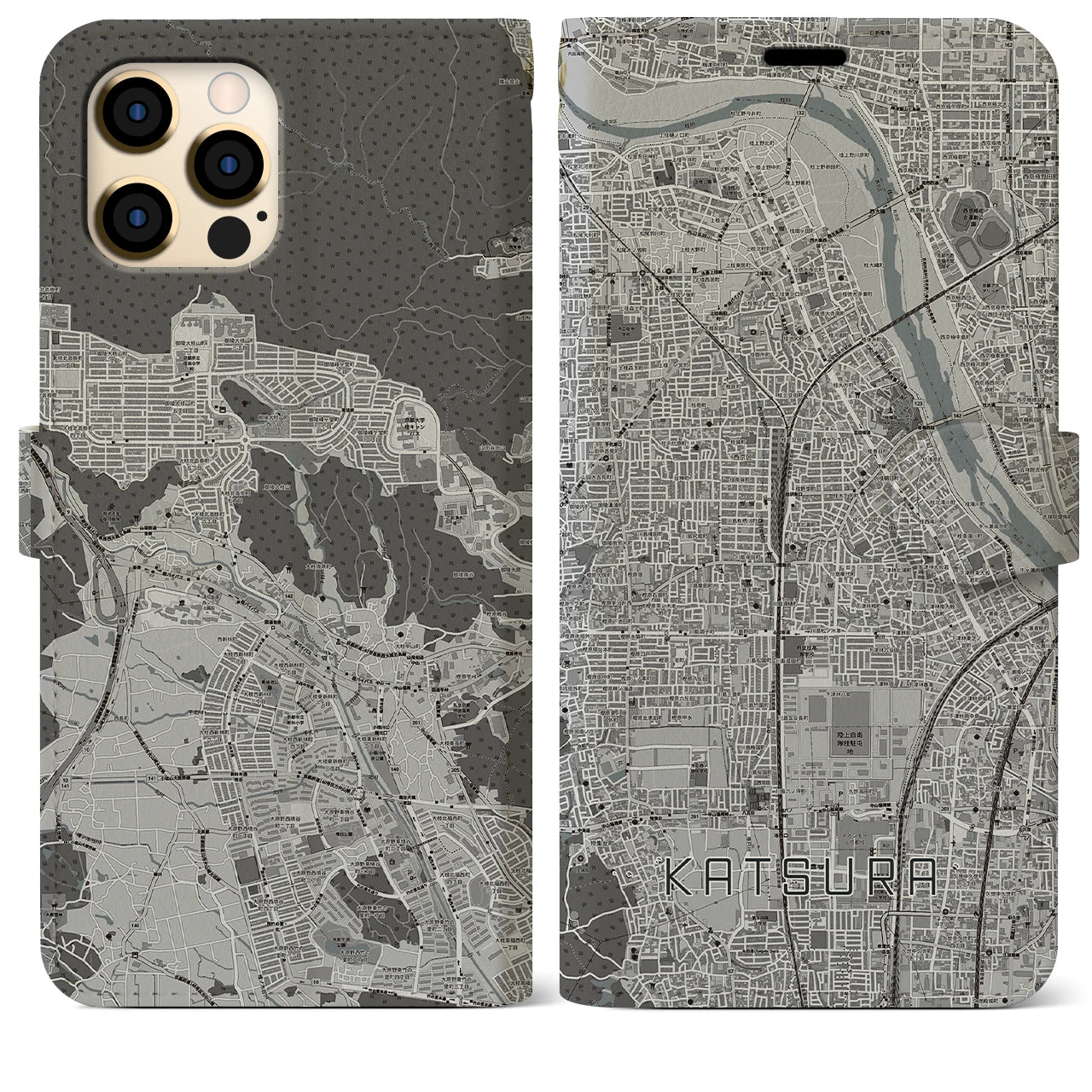 【桂(京都府)】地図柄iPhoneケース(手帳タイプ)