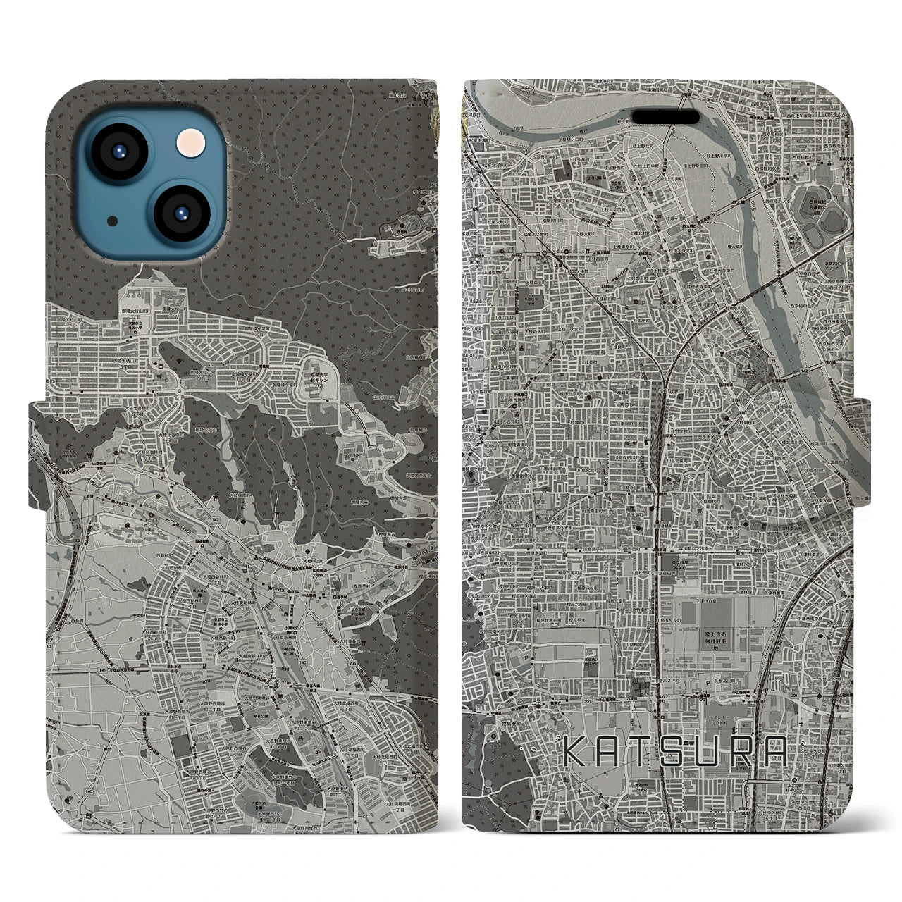 【桂(京都府)】地図柄iPhoneケース(手帳タイプ)