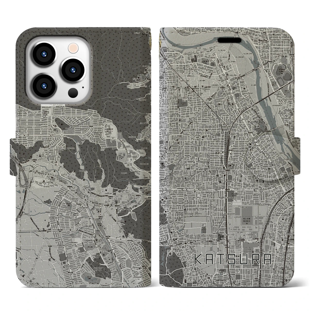 【桂(京都府)】地図柄iPhoneケース(手帳タイプ)