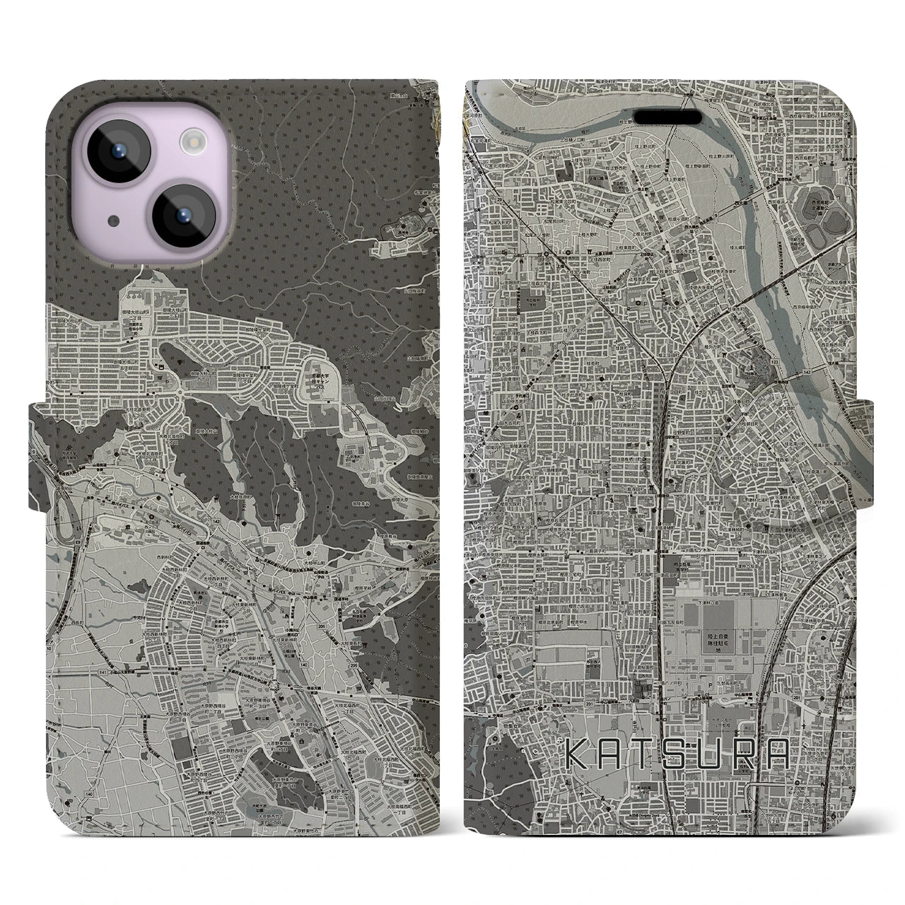 【桂(京都府)】地図柄iPhoneケース(手帳タイプ)