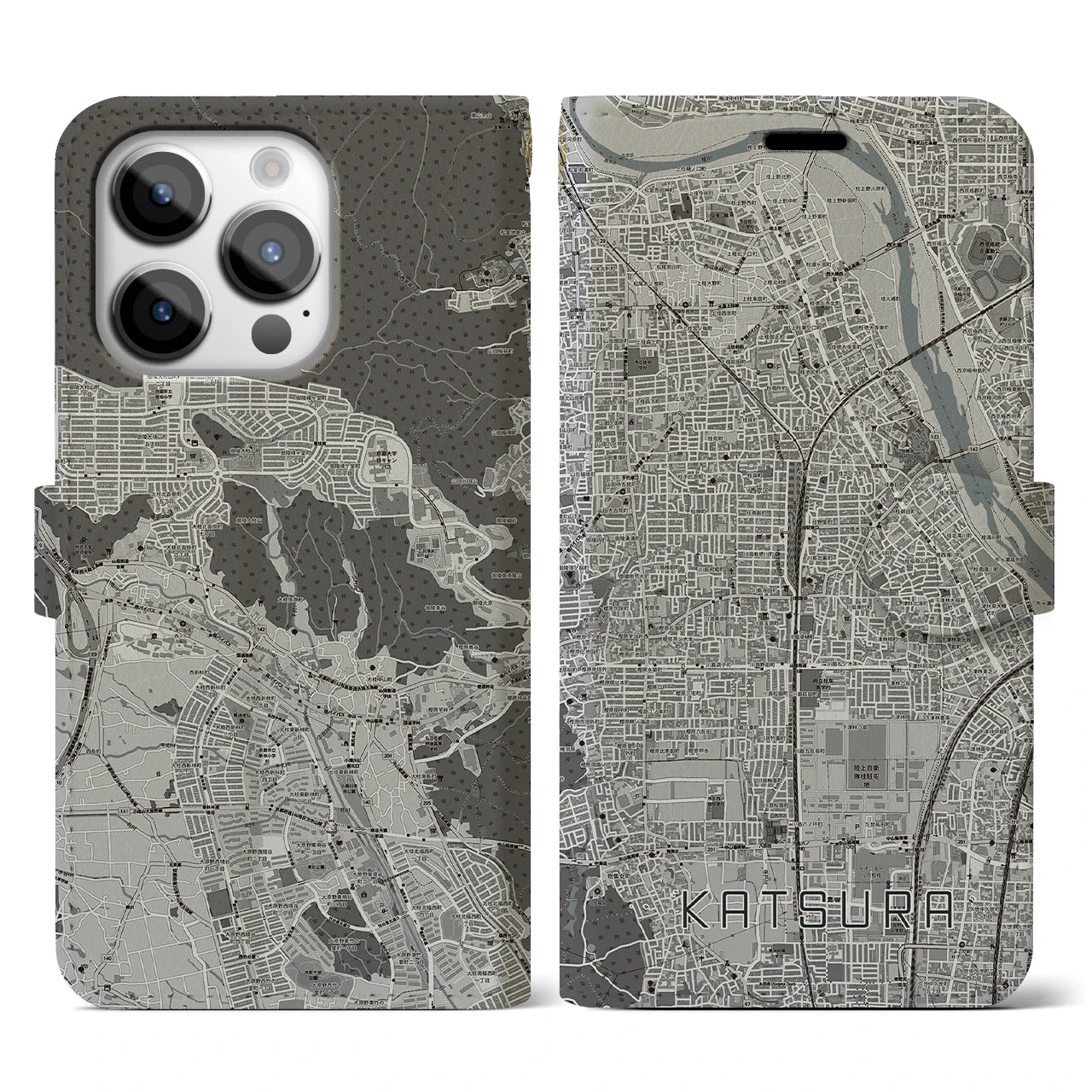 【桂(京都府)】地図柄iPhoneケース(手帳タイプ)