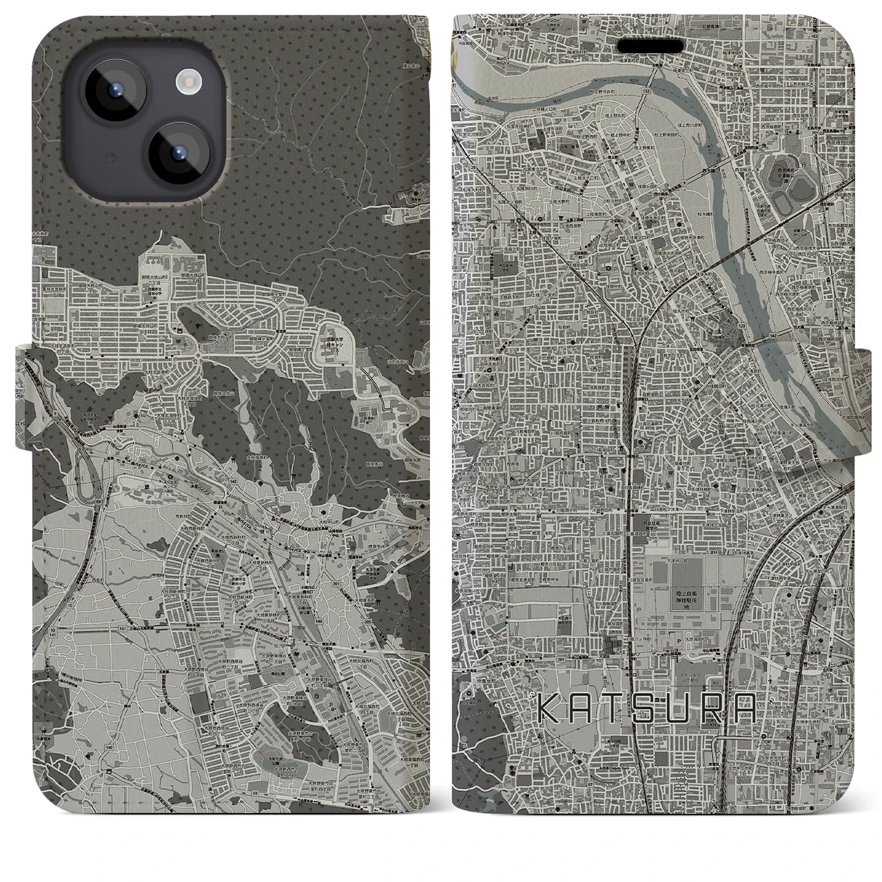 【桂(京都府)】地図柄iPhoneケース(手帳タイプ)