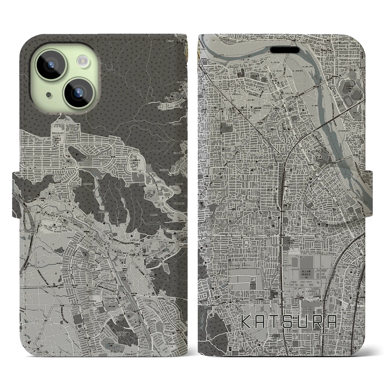 【桂(京都府)】地図柄iPhoneケース(手帳タイプ)