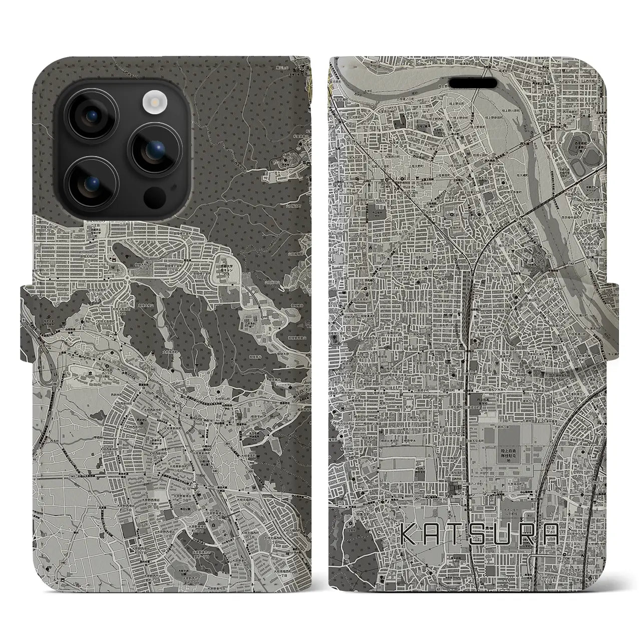 【桂(京都府)】地図柄iPhoneケース(手帳タイプ)