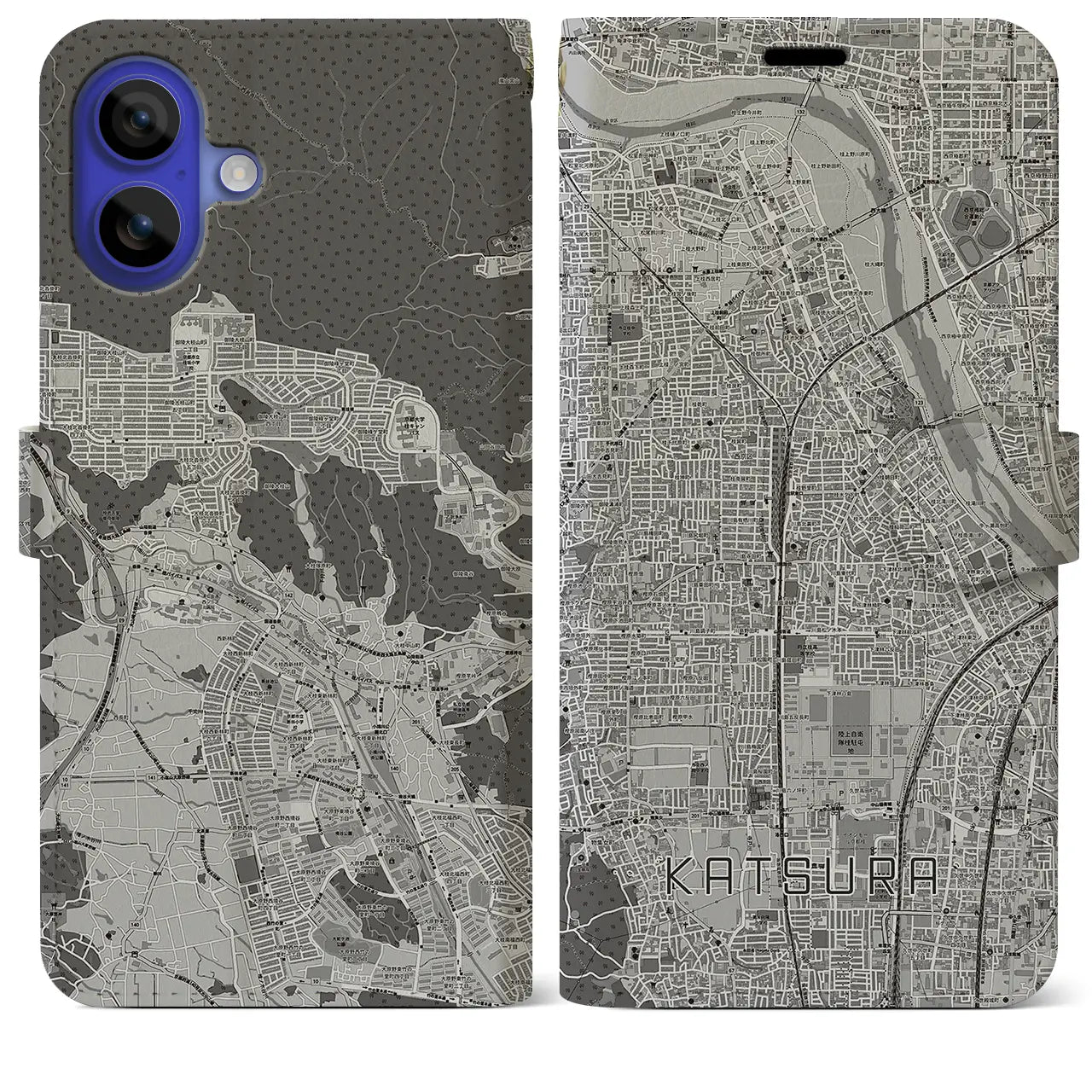 【桂(京都府)】地図柄iPhoneケース(手帳タイプ)