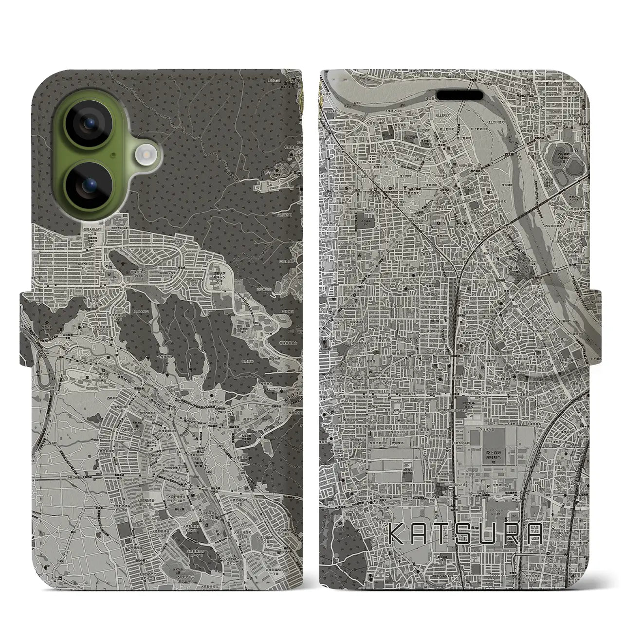 【桂(京都府)】地図柄iPhoneケース(手帳タイプ)