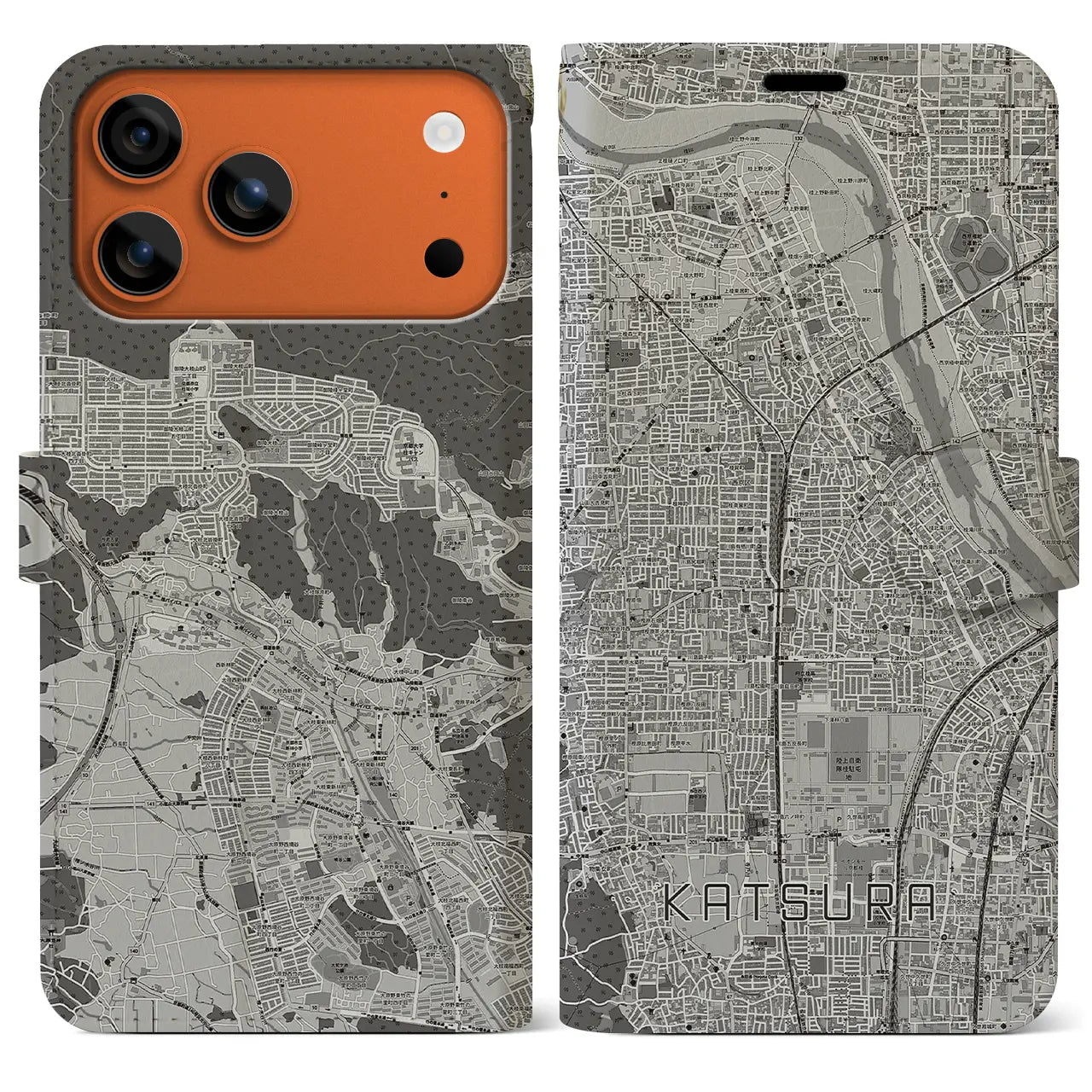 【桂(京都府)】地図柄iPhoneケース(手帳タイプ)