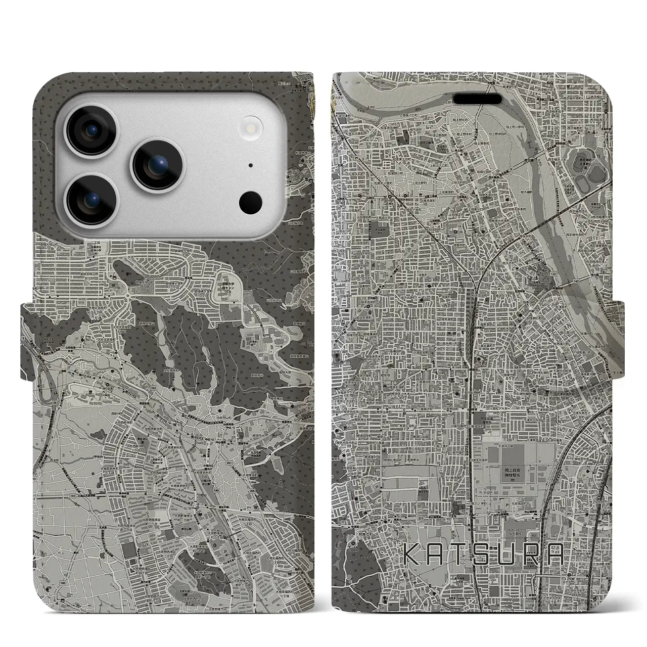 【桂(京都府)】地図柄iPhoneケース(手帳タイプ)