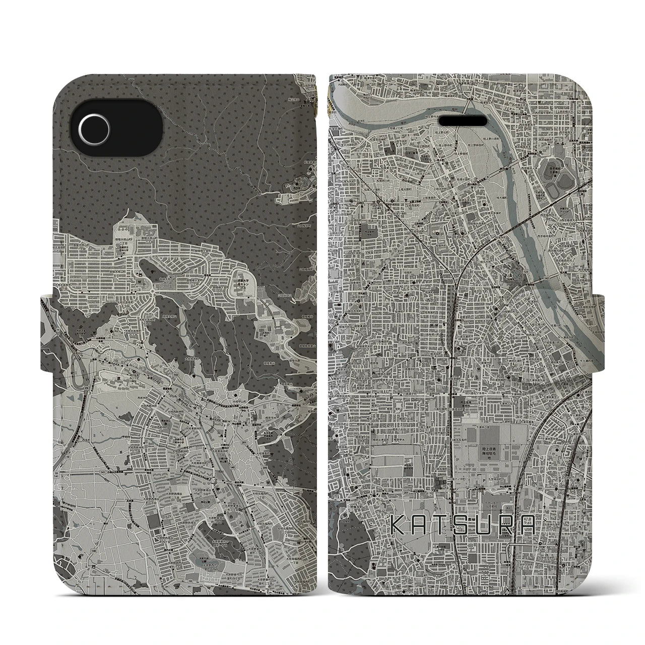 【桂(京都府)】地図柄iPhoneケース(手帳タイプ)