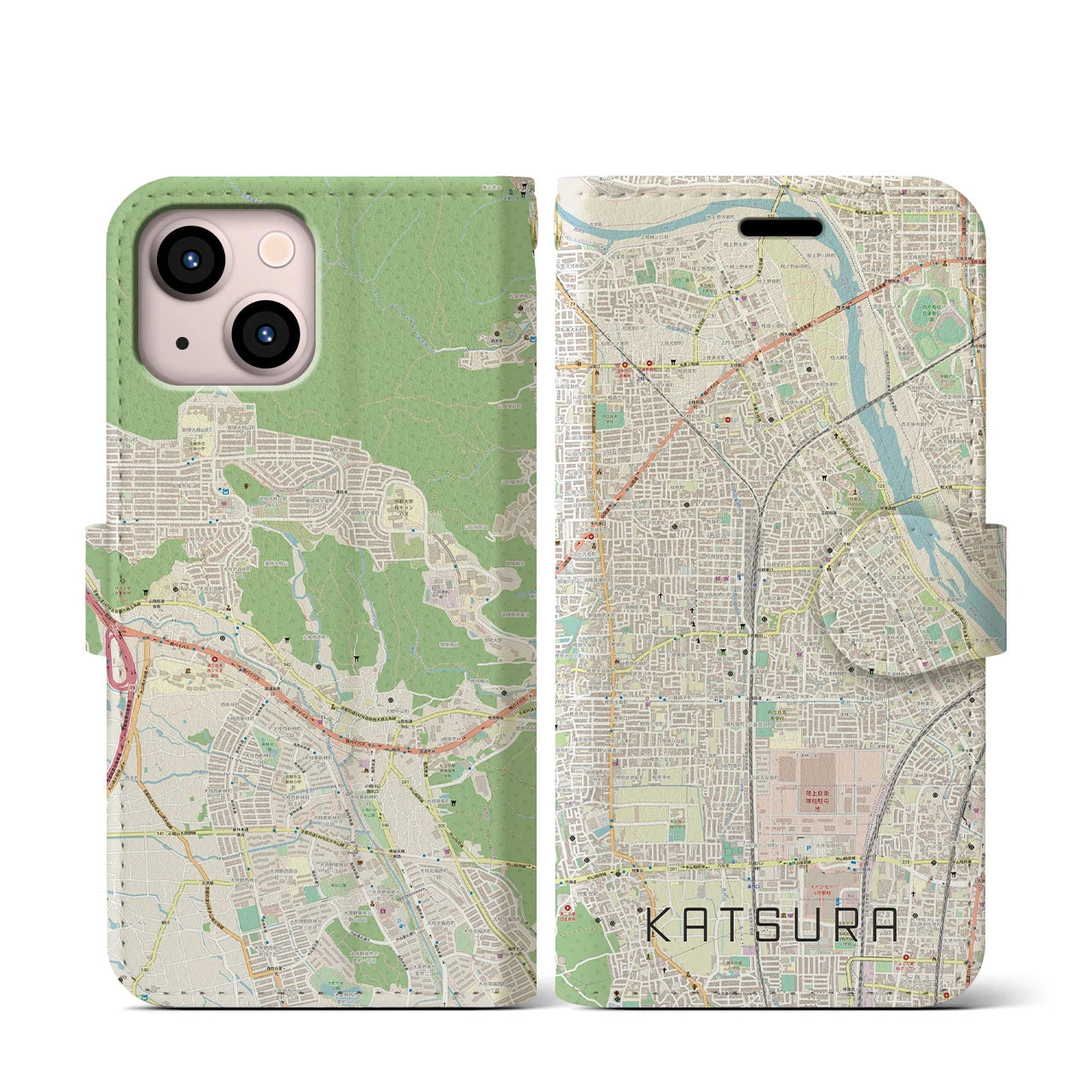 【桂(京都府)】地図柄iPhoneケース(手帳タイプ)