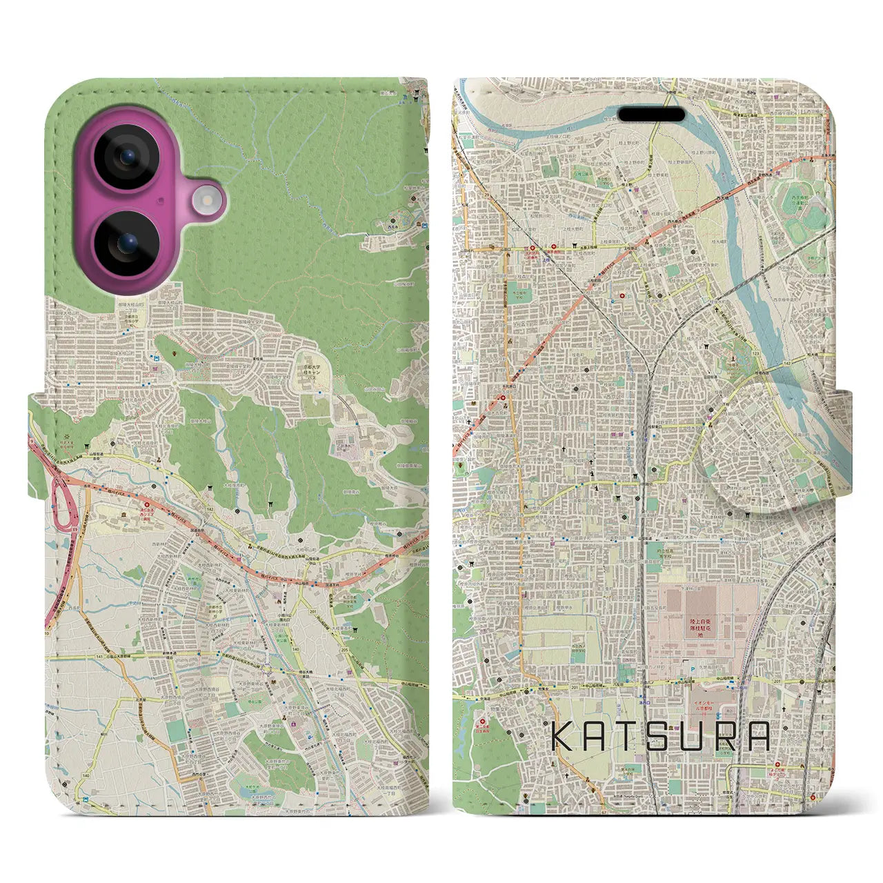 【桂(京都府)】地図柄iPhoneケース(手帳タイプ)