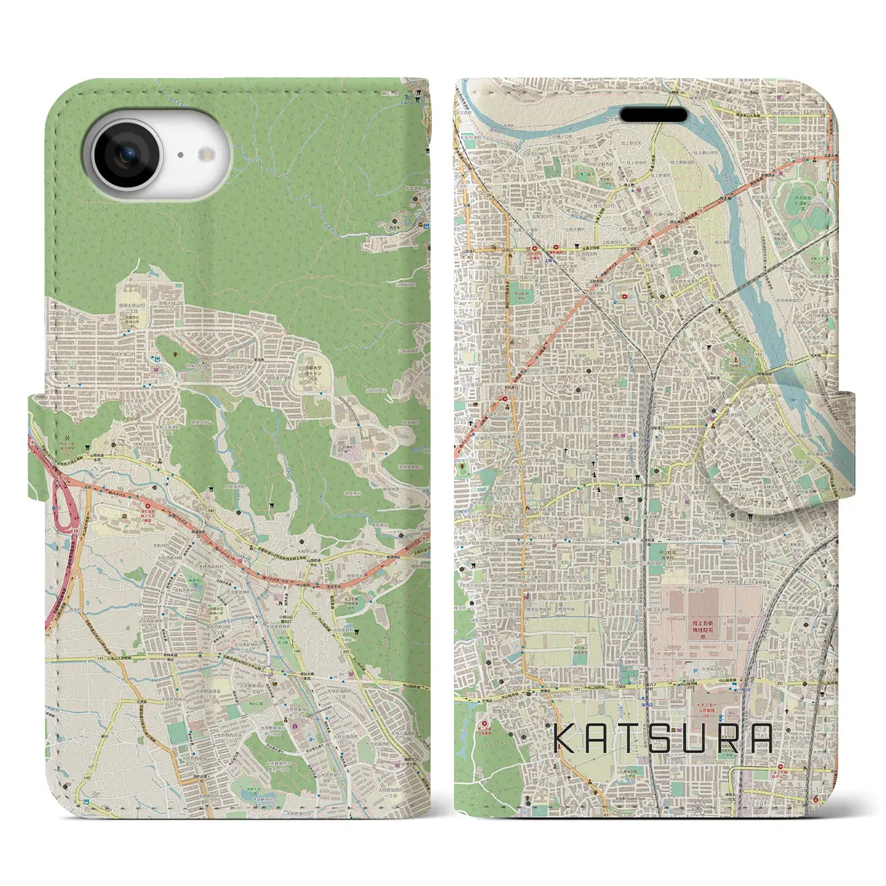 【桂(京都府)】地図柄iPhoneケース(手帳タイプ)