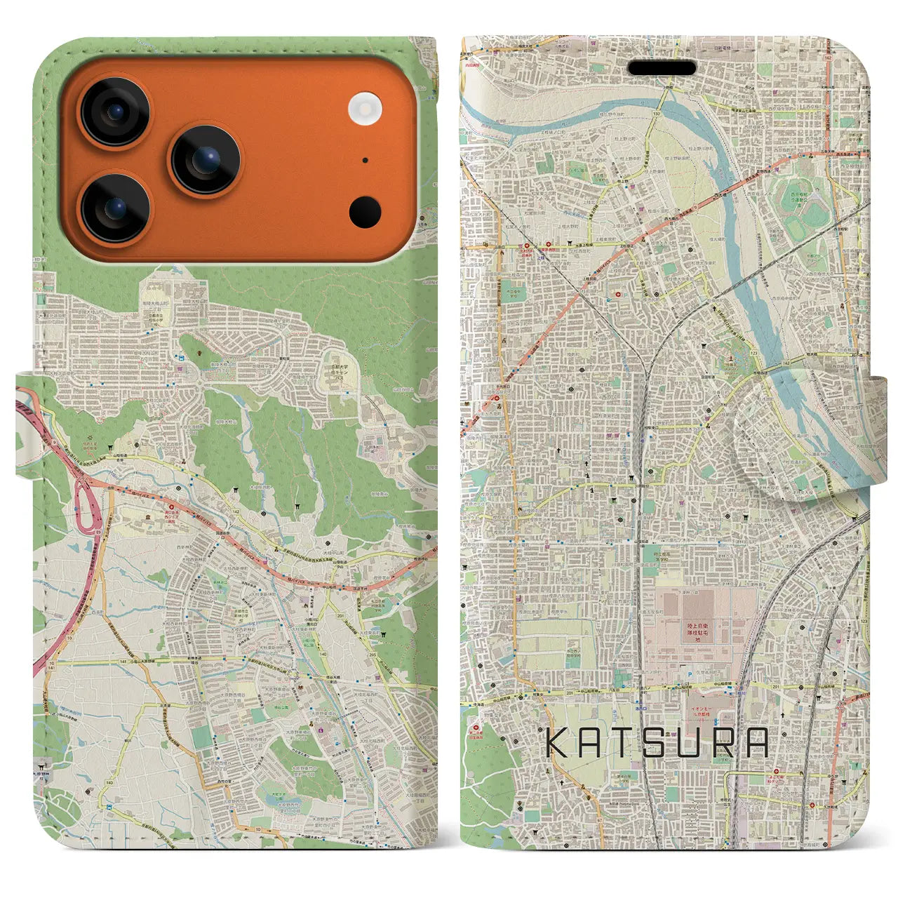 【桂(京都府)】地図柄iPhoneケース(手帳タイプ)