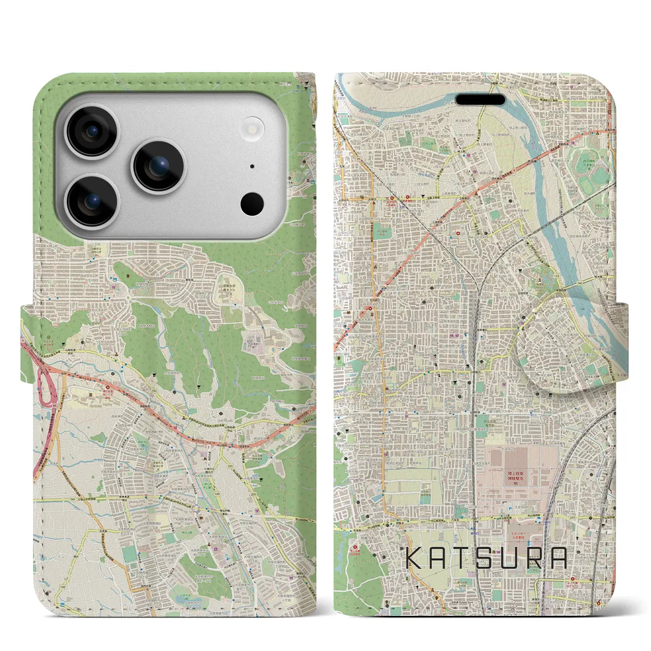 【桂(京都府)】地図柄iPhoneケース(手帳タイプ)