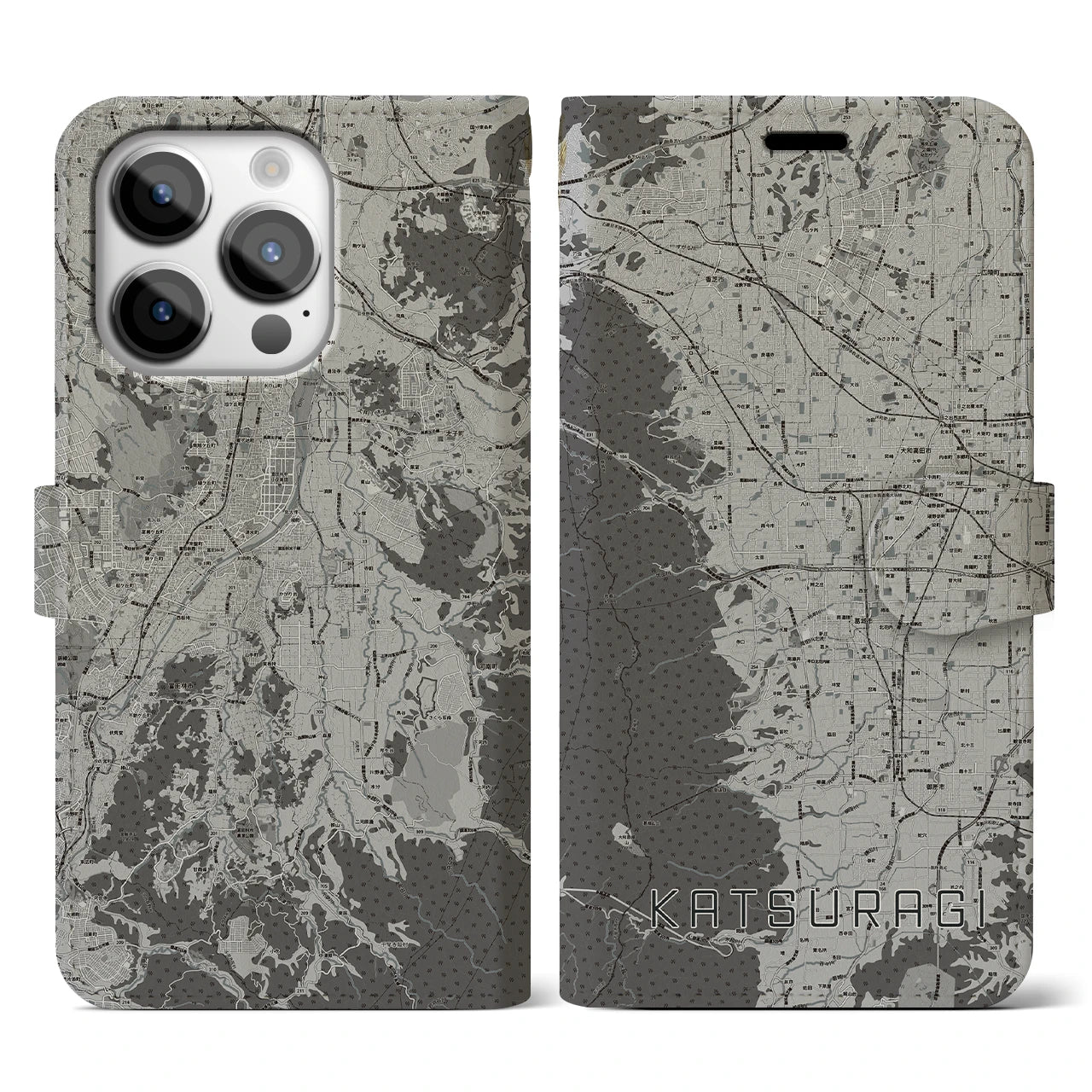 【葛城(奈良県)】地図柄iPhoneケース(手帳タイプ)