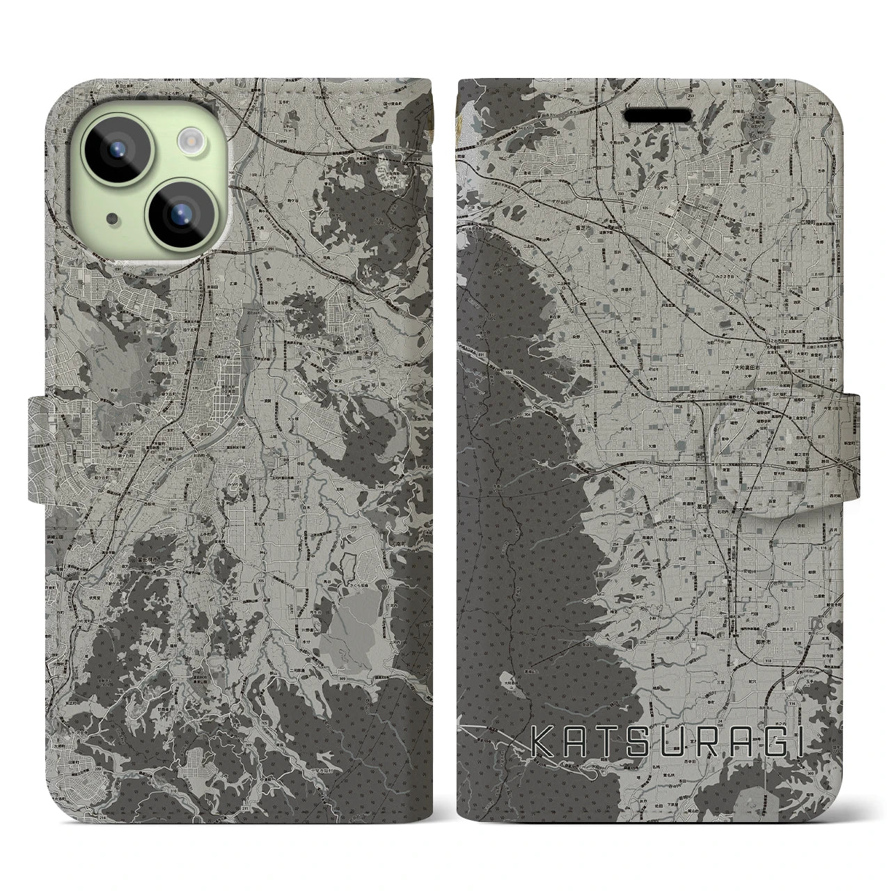 【葛城(奈良県)】地図柄iPhoneケース(手帳タイプ)