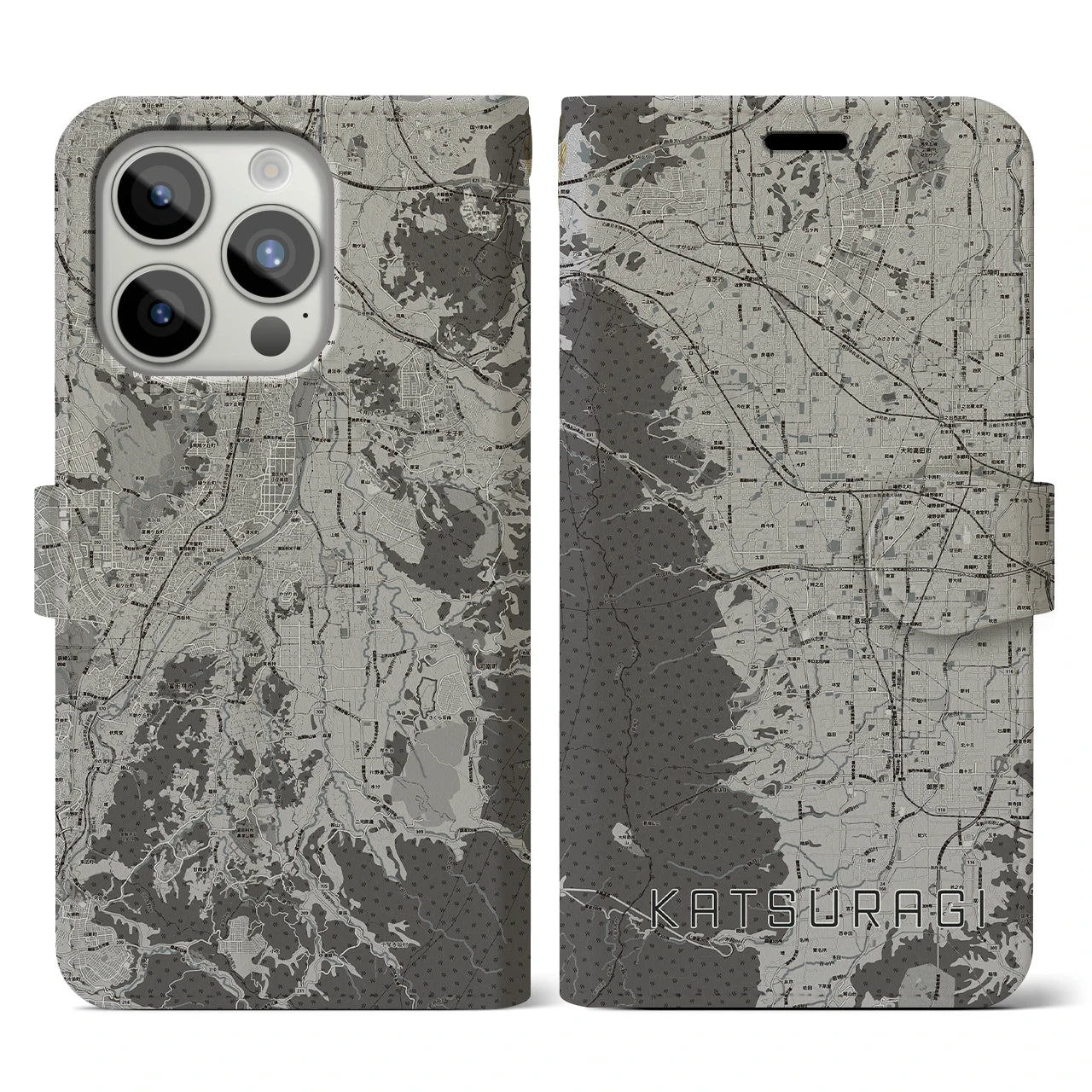 【葛城(奈良県)】地図柄iPhoneケース(手帳タイプ)