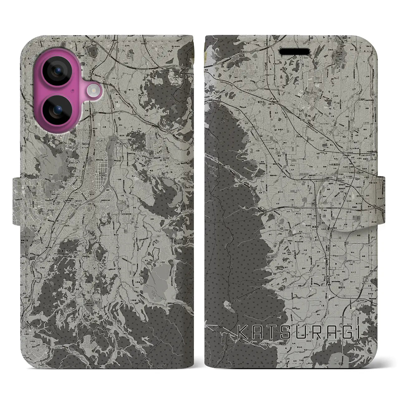 【葛城(奈良県)】地図柄iPhoneケース(手帳タイプ)